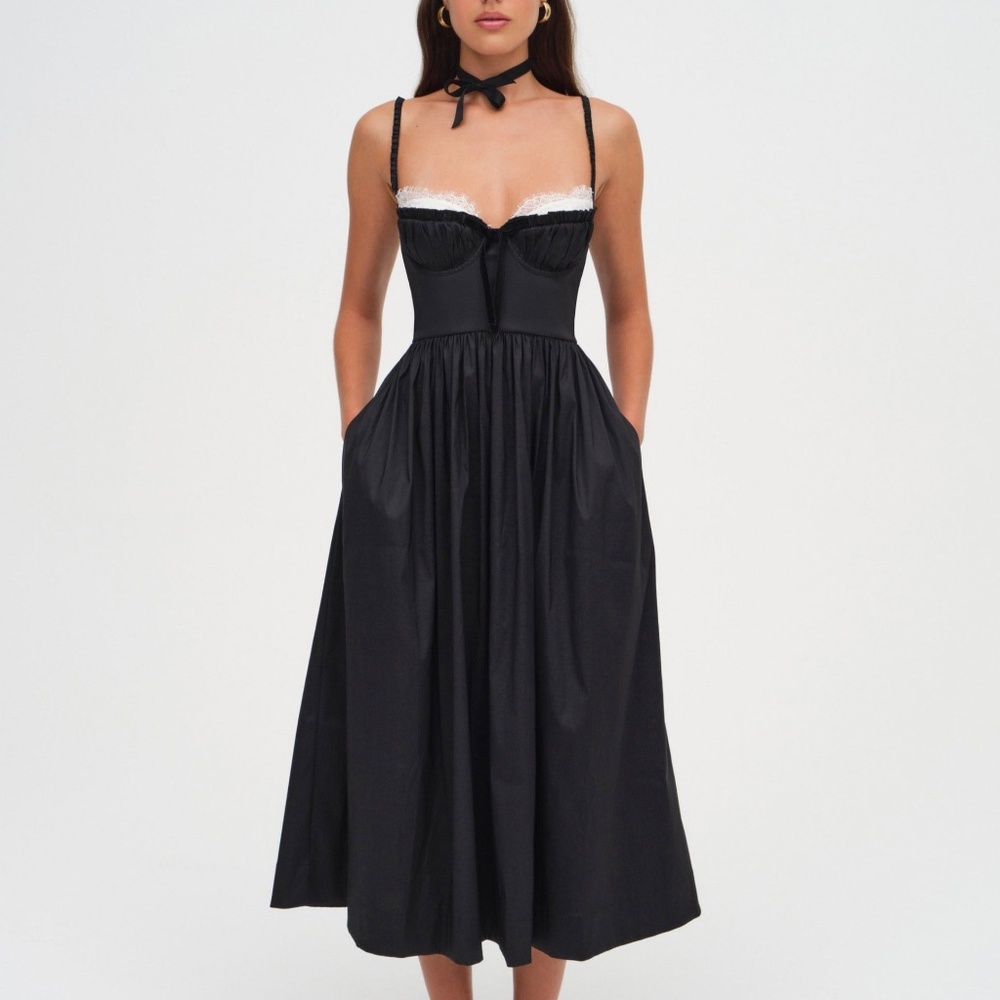 For Love & Lemons Doris Midi Dress Size XSXS / Black - Picture 2 of 3